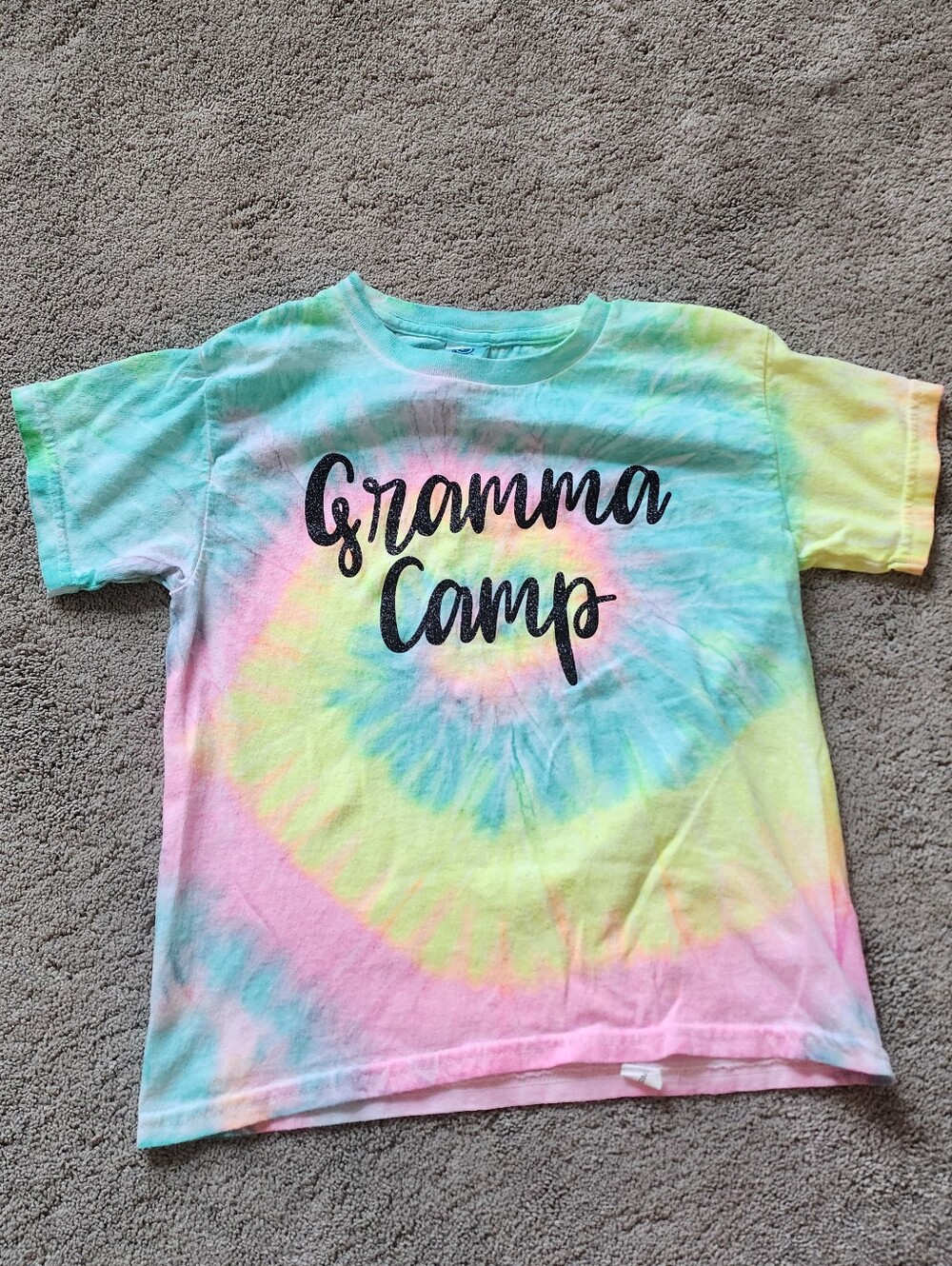 Gramma Camp Tie-Dye Kids T-Shirt - Pastel Rainbow